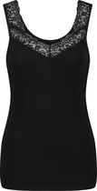 Hunkemöller Dames Nachtmode Singlet Rib Lace  - Zwart - maat M