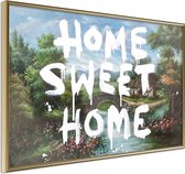 Ingelijste Poster - Home.... Goudkleurige lijst