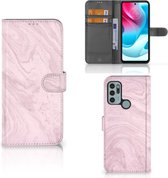 GSM Hoesje Motorola Moto G60s Flip Case Marble Pink