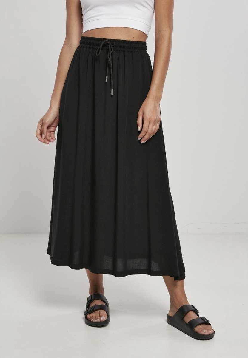 Urban Classics Ladie Viscose Midi Dames Lange rok – L Zwart