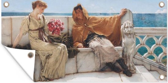 Tuinposter Amo te, Ama me - Lawrence Alma Tadema - 80x40 cm - Wanddecoratie Buiten - Tuinposter - Tuindoek - Schuttingposter - Tuinschilderij