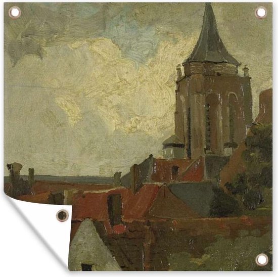 Tuinposters De toren van Gorkum - George Hendrik Breitner - 50x50 cm - Tuindoek - Buitenposter