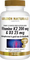Golden Naturals Vitamine K2 200 mcg & D3 25 mcg (180 vegetarische capsules)