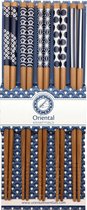 EETSTOKJESSET BLAUWPATROON 5PR 22,5CM