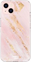 HappyCase iPhone 13 Hoesje Flexibel TPU Pink Marmer Print