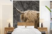 Behang - Fotobehang Schotse hooglander - Wereldkaart - Dieren - Breedte 195 cm x hoogte 260 cm