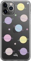 Colorful Planets - iPhone Transparant Case - Transparant hoesje geschikt voor iPhone 11 Pro Max hoesje - Doorzichtige shockproof case planeten patroon