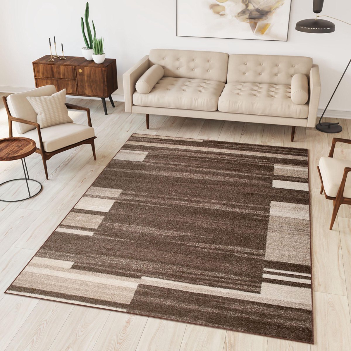 Tapiso Sari Vloerkleed Woonkamer Tapijt Karpet Modern Maat- 240x330 Bruin
