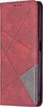 Xiaomi 11T Hoesje - Mobigear - Rhombus Slim Serie - Kunstlederen Bookcase - Rood - Hoesje Geschikt Voor Xiaomi 11T
