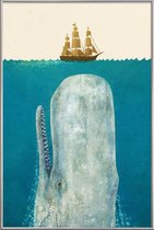 JUNIQE - Poster met kunststof lijst Walvis kinder-illustratie -20x30