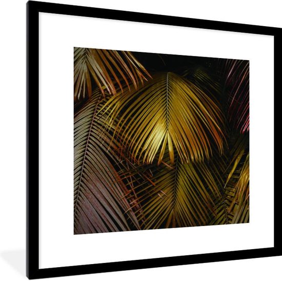 Fotolijst incl. Poster - Jungle - Palmboom - Goud - 40x40 cm - Posterlijst