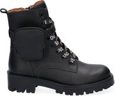 Braqeez 421788-589 Meisjes Biker Boots - Zwart - Leer - Veters