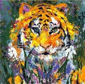 Schilderij modern tijger 80x80 Handgeschilderd - Artello - handgeschilderd schilderij met signatuur - schilderijen woonkamer - wanddecoratie - 700+ collectie Artello schilderijenku