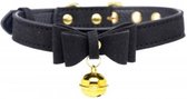 Golden Kitty Collar Met Kattenbelletje - Zwart/Goud - BDSM - Bondage