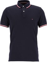 Tommy Hilfiger Core slim fit polo - heren polo met contrastbiezen - donkerblauw - Maat: XL
