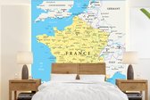 Behang - Fotobehang Kaart van Frankrijk - Breedte 220 cm x hoogte 240 cm