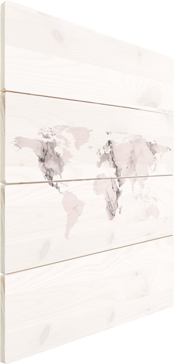 Afbeelding van product MuchoWow  Wanddecoratie hout - Wereldkaart - Marmer - Grijs - 60x80 cm