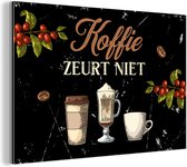Wanddecoratie Metaal - Aluminium Schilderij Industrieel - Koffie - Koffiemok - Zwart - 30x20 cm - Dibond - Foto op aluminium - Industriële muurdecoratie - Voor de woonkamer/slaapkamer - Cadeau voor vrouw - Cadeau voor man