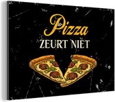 Wanddecoratie Metaal - Aluminium Schilderij Industrieel - Pizza - Vintage - Spreuk - 30x20 cm - Dibond - Foto op aluminium - Industriële muurdecoratie - Voor de woonkamer/slaapkamer - Cadeau voor vrouw - Cadeau voor man