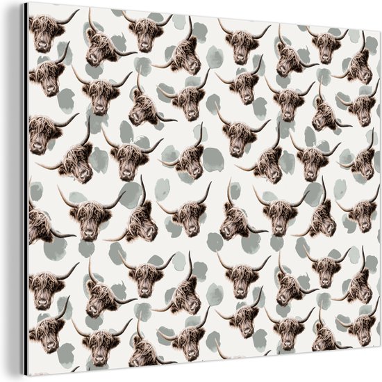 Décoration murale Métal - Peinture Aluminium Industriel - Highlander écossais - Vache - Animaux - 160x120 cm - Dibond - Photo sur aluminium - Décoration murale industrielle - Pour le salon/chambre