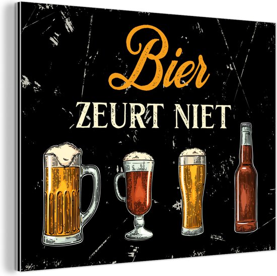 Wanddecoratie Metaal - Aluminium Schilderij Industrieel - Bier - Mancave - Vintage - 160x120 cm - Dibond - Foto op aluminium - Industriële muurdecoratie - Voor de woonkamer/slaapkamer - Cadeau voor man