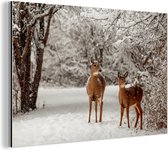 Cerf dans la neige Aluminium 180x120 cm - Tirage photo sur Aluminium (décoration murale métal) XXL / Groot format!
