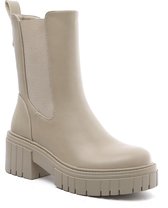 WELOVESHOES® Chelsea boots met Hak - Imitatieleer - Beige - Maat 36