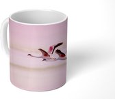 Mok - Twee flamingo's roze lucht - 350 ML - Beker