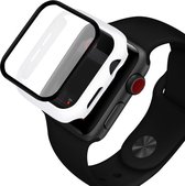 Apple Watch 7 41MM Hoesje Hard Plastic Bumper met Tempered Glass Wit