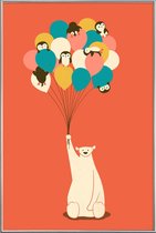 JUNIQE - Poster met kunststof lijst Penguin Bouqet -13x18 /Kleurrijk