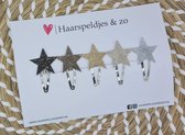 Haarspeldjes Kato - kerstcollectie - glitters - klikklakspeldje - sterretjes - zwart/bruin/donkergoud/lichtgoud/zilver — klik-klak 3 cm