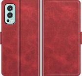 OnePlus Nord 2 Hoesje - Mobigear - Slim Magnet Serie - Kunstlederen Bookcase - Rood - Hoesje Geschikt Voor OnePlus Nord 2