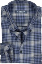 Ledub overhemd modern fit overhemd - blauw geruit - Strijkvriendelijk - Boordmaat: 44