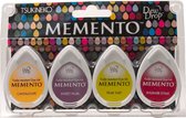 Memento dew drops stempelkussen - farmer's market - 4 stuks - geel groen paars rood - inkt