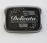DE-000-382 Delicata stempelkussen groot - black shimmer - zwart met glitter - dekkend inkt