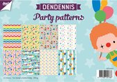 Joy! Crafts Papierset - Dendennis Party patterns A4 - 12 vel-3x4 designs dubbelzijdig-200 gr