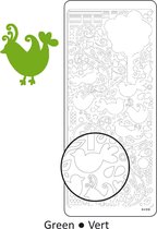 Vaessen Creative Sticker - 10x23cm - 10st - groen vogels en doodles