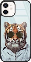 iPhone 12 hoesje glass - Tijger wild | Apple iPhone 12  case | Hardcase backcover zwart