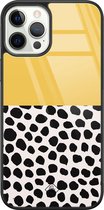 iPhone 12 Pro hoesje glass - Abstract geel | Apple iPhone 12 Pro  case | Hardcase backcover zwart