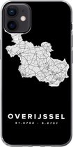 Geschikt voor iPhone 12 mini hoesje - Overijssel - Wegenkaart Nederland - Zwart - Siliconen Telefoonhoesje
