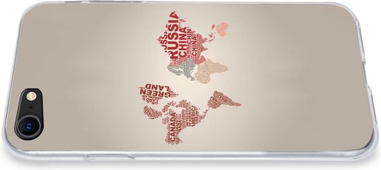 Coque iPhone SE 2020 - Carte du Wereldkaart - Carte - Lettres - Coque de téléphone en Siliconen