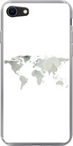 Geschikt voor iPhone 7 hoesje - Wereldkaart - Groen - Grijs - Siliconen Telefoonhoesje