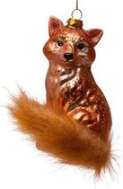 Ornament glass fox w/tail H11cm