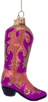 Ornament glass pink/orange opal cowboy boot H12cm