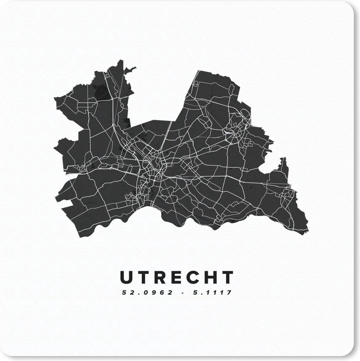 Muismat 20x20 cm - Mousepad Utrecht - Nederland - Wegenkaart - Muismatten