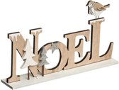 Houten Decoratie voor kerst:  NOEL letters met kerstboompjes en vogeltje