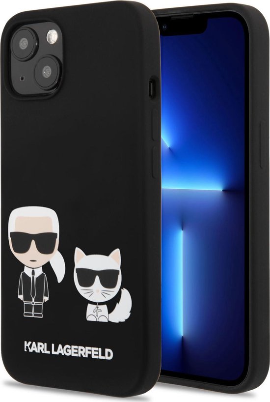 Karl Lagerfeld Silicone Smartphonehoesje voor Apple iPhone 13 Mini - Bescherm je Telefoon - Zwart Back Cover