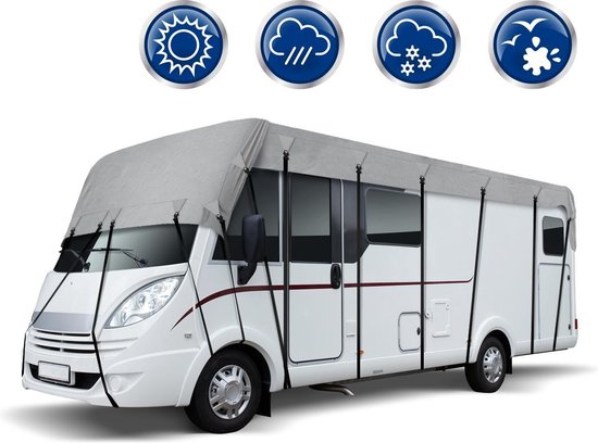 Dakbedekking voor caravan, waterdichte dakbedekking voor campers, 210D Oxford, dakbedekking voor campers, caravan, met winddichte riemen en opbergtas, zwaar belastbaar, voor camper, outdoor, reizen