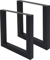 ML-Design Set van 2 tafelpoten zwart, 70x72,5 cm, gepoedercoat staal