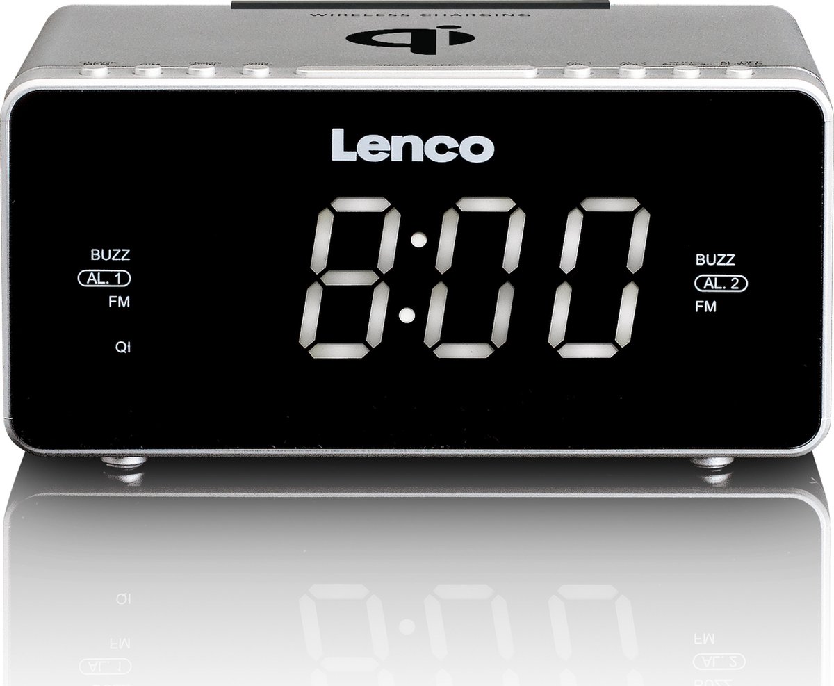 Lenco CR-550 - Wekkerradio met Qi Wireless smartphone oplader - Zilver